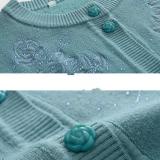 Áo Len Cài Cúc Thêu Hoa Hồng Trung Niên