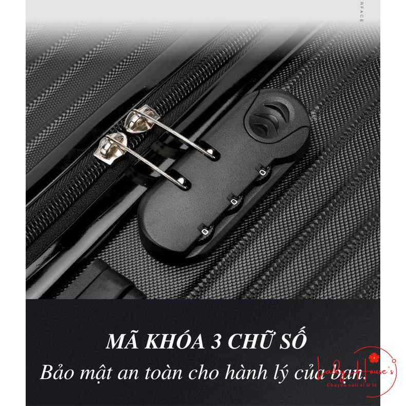 Vali Du Lịch Tay Kéo Chất Liệu Nhựa PC+ABS NhámThiết Kế Bo Góc Sang Trọng Hàng Sẵn Đủ Size 20/22/24/26 inch