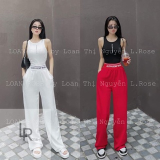 Quần xuông chất lụa gân cạp chữ