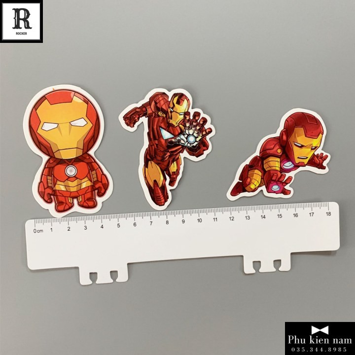 Sticker PVC Chống nước Hình dán 35 Hình Ironman Marvel ST032