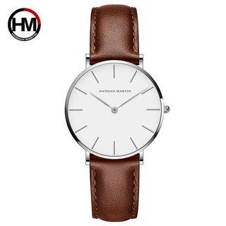 Đồng hồ nữ đeo tay hannah martin dây da mềm mặt siêu mỏng