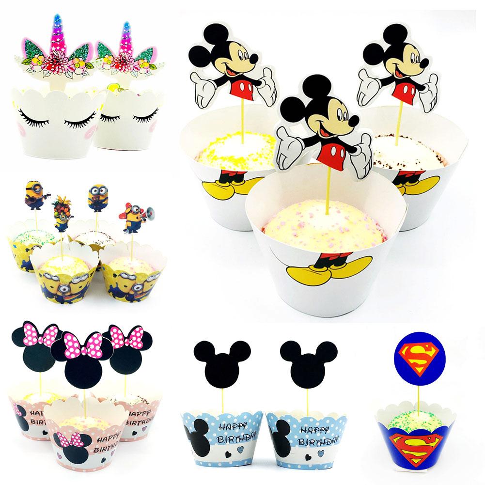 Dễ thương Avengers Spider Batman Heroes Nhãn Giấy Gói bánh Cupcake và Lớp phủ Trang trí tiệc sinh nhật