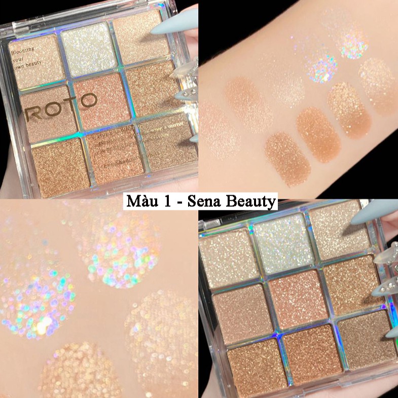 Bảng phấn mắt nhũ lì 9 ô lấp lánh Roto Eyeshadow Senabeauty