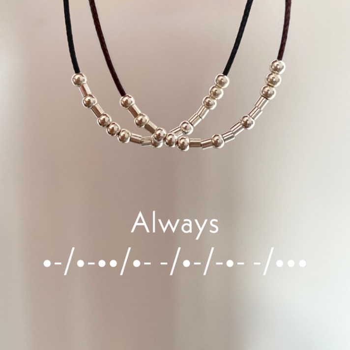 Vòng tay nam nữ lắc tay nam nữ unisex bạc ta mã morse mix kí tự theo yêu cầu Cá jewelry LTB140