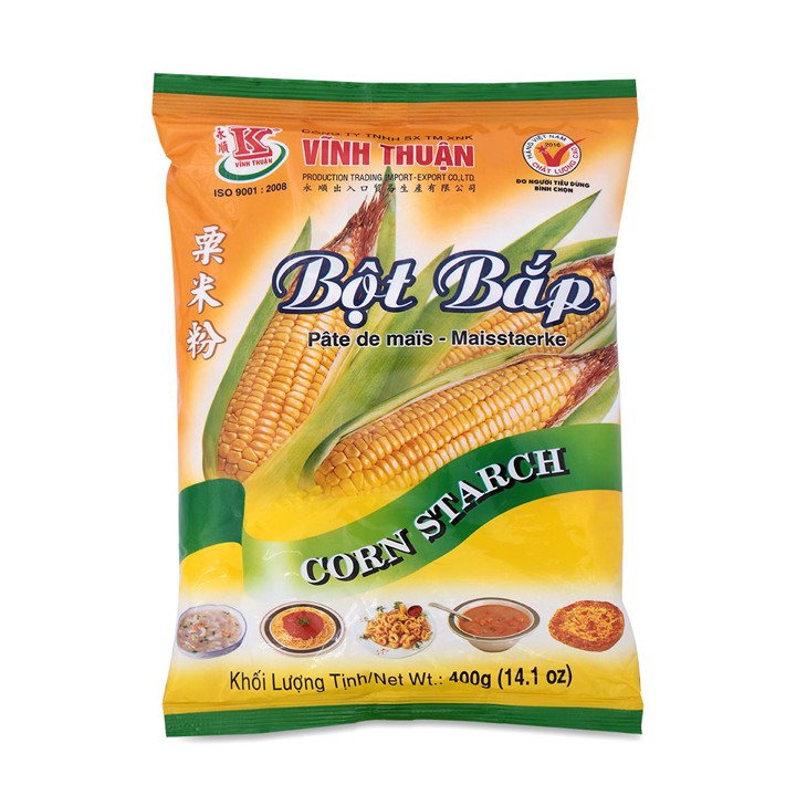 Bột bắp Vĩnh Thuận gói 400g đạt tiêu chuẩn xuất Châu Âu