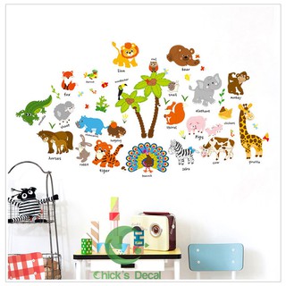 Decal dán tường (Tên động vật bằng tiếng anh)