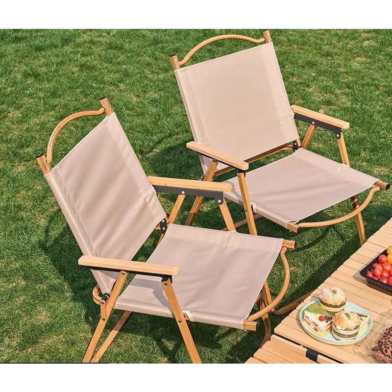 Ghế nhôm gấp gọn Camping dã ngoại  Hợp Kim Nhôm Tay cầm Gỗ, Ghế gấp gọn đi picnic siêu tiện lợi