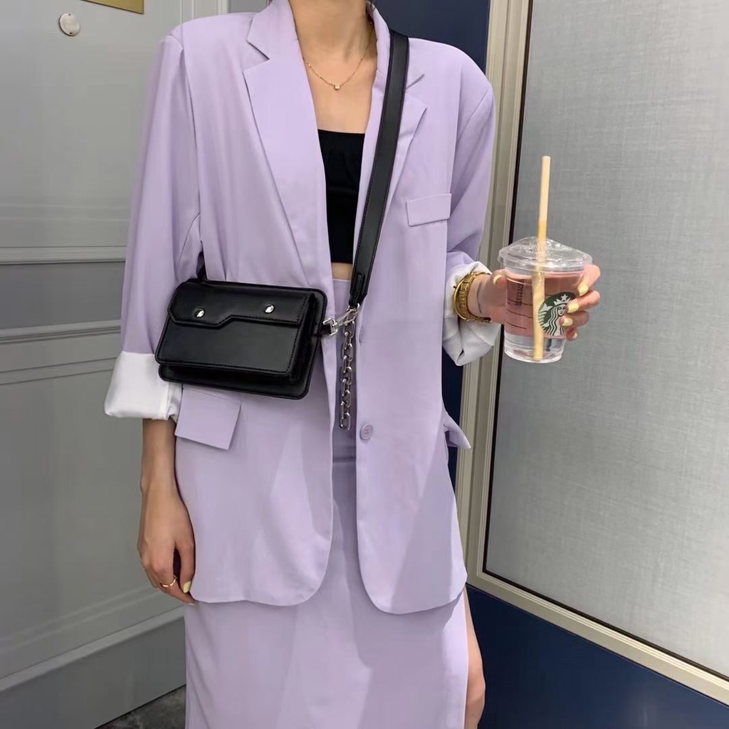 Túi Xách Đeo Dưới Cánh Tay Dáng Vuông Nhỏ Phối Dây Xích Thời Trang Cho Nữ