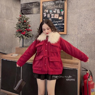 Áo khoác dạ cổ lông