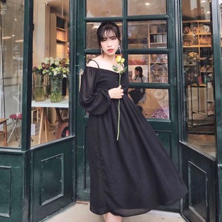 VÁY ĐI CHƠI - LADONNA DRESS - VÁY HAI DÂY TAY DÀI NGỰC RÚM