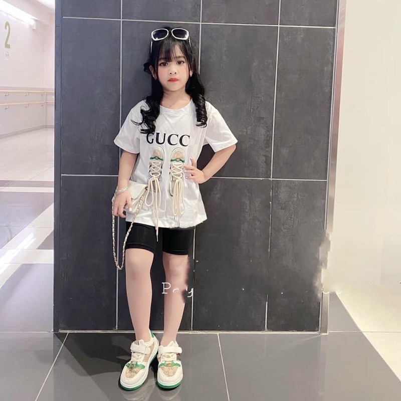 Bộ cotton gc giầy bé gái