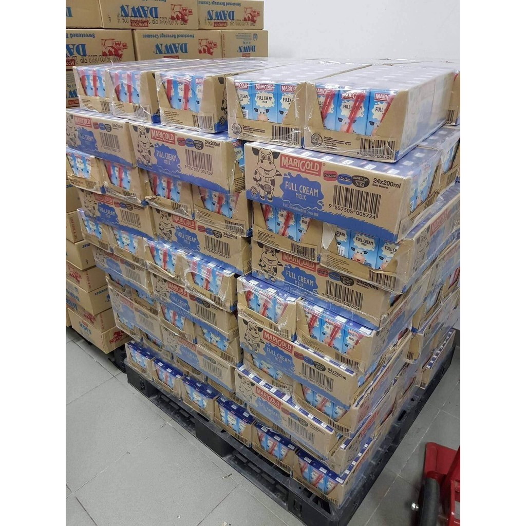 Sữa tươi Marigold nhập khẩu từ Singapore hộp 200ml, thùng 24 hộp. Date: 04/2022