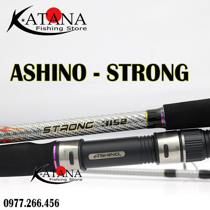 Cần câu Ashino Strong Carbon sọc caro , khoen fuji sic , tải cá 80LB~36kg