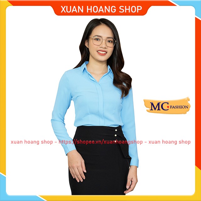 Áo Sơ Mi Nữ Công Sở Dài Tay Trơn Đẹp Mc Fashion, Chất Vải Mát Size Đủ, Màu Xanh, Trắng, Nâu,  Đỏ, Hồng A686