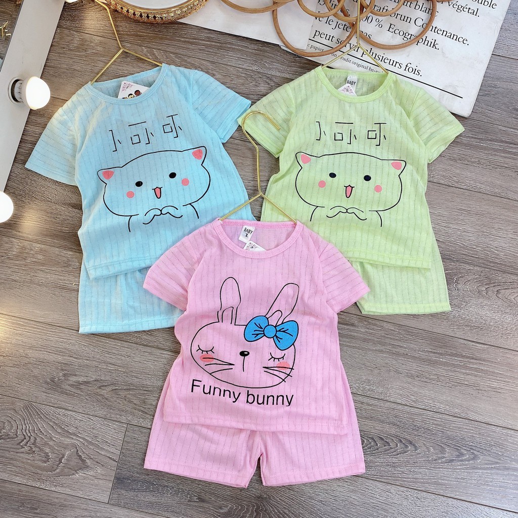 [Mã FAMAYFA giảm 10K đơn 50K] Bộ cotton giấy mèo thỏ cho bé