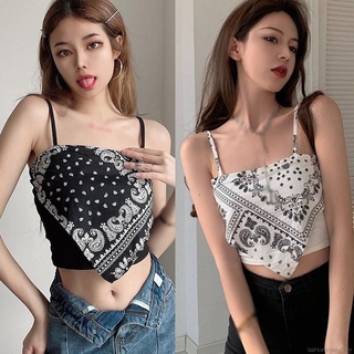 Áo lửng giả hai lớp in họa tiết không đối xứng dạng mỏng quyến rũ hở rốn dành cho nữ