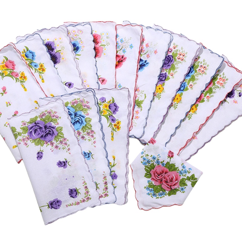 ✿ Phụ nữ bỏ túi khăn tay bộ khăn tay cotton có thể tái sử dụng 28 x 28cm khăn mặt nhỏ tự làm băng đô cho phụ nữ cô gái weddi