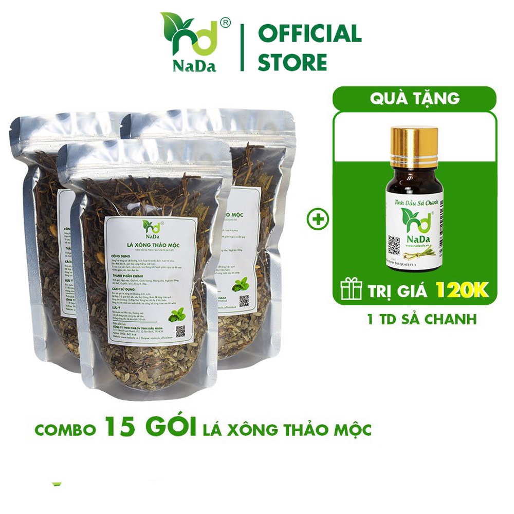 COMBO 15 Gói lá xông thảo mộc Nada | Xông hơi toàn thân - Tăng sức đề kháng | TP 14 Loại thảo mộc