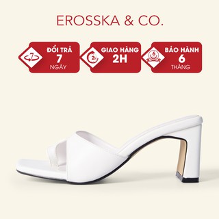 Dép cao gót Erosska mũi vuông kiểu dáng xỏ ngón cao 7cm màu trắng - EB027