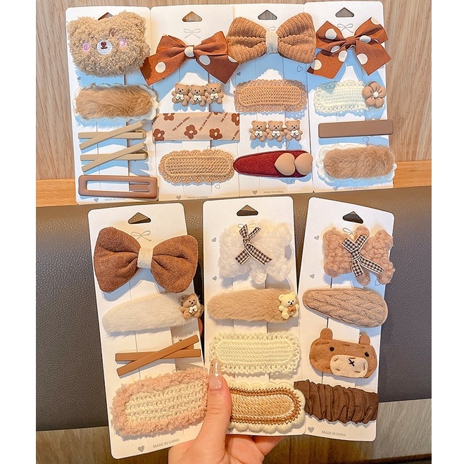 Kẹp Tóc Hình Nơ Màu Cà Phê Sữa Thời Trang Mùa Thu Hàn Quốc 2022