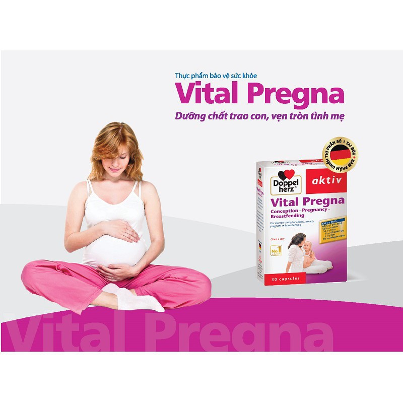 (Cam kết hàng Chính Hãng) Vital Pregna Doppel Herz - Bổ sung đầy đủ các Vitamin và Khoáng Chất cho mẹ bầu ( 30 Viên/Hộp)