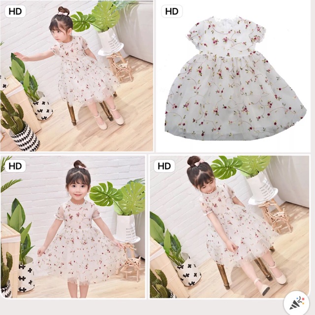 Váy voan hoa bé gái xuất hàn 👧🏻😍♥️🍄🤗🌻✌🏻siêu kute hột me lá é luôn các mẹ ơi