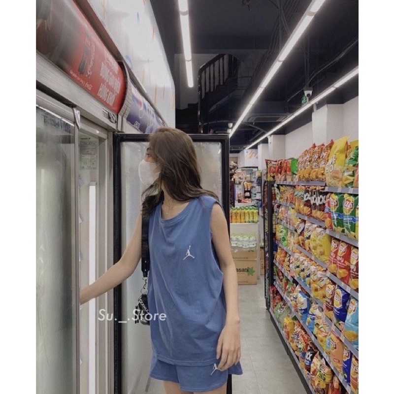 Set phông ba lỗ jor.dan nam nữ form rộng unisex chất thun co giãn áo thun ngắn tay ulzzang trơn basic  freeship