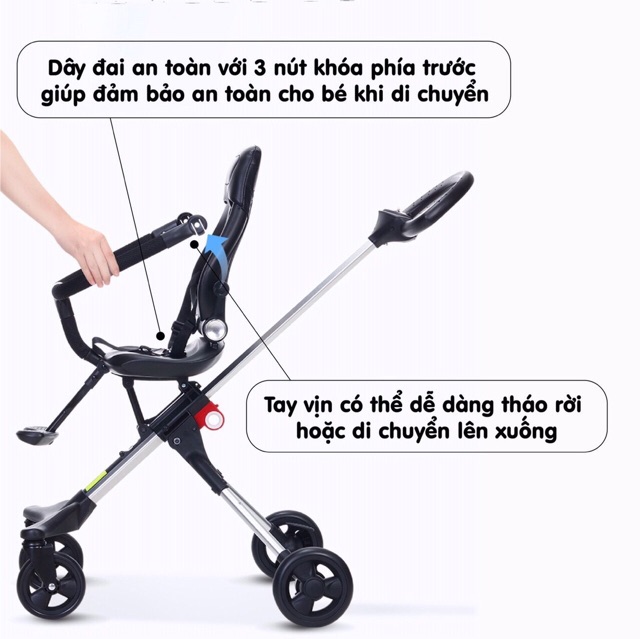 XE ĐẨY CHO BÉ TOMORROW ĐẢO CHIỀU GẤP GỌN SANG TRỌNG TIỆN LỢI