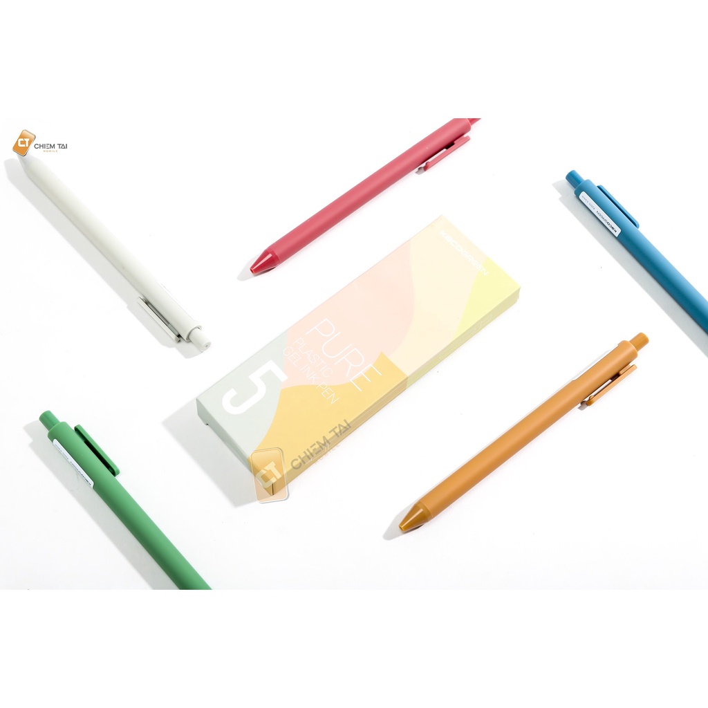 Hộp bút bi gel nước 5 màu, 10 màu KACO Pure K1015