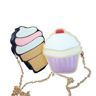 Túi da đeo vai hình bánh cupcake/ kem dễ thương