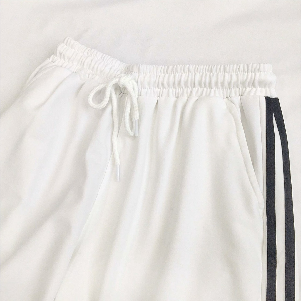 Quần Short Thun Ống Rộng 2 SỌC Ulzzang Unisex
