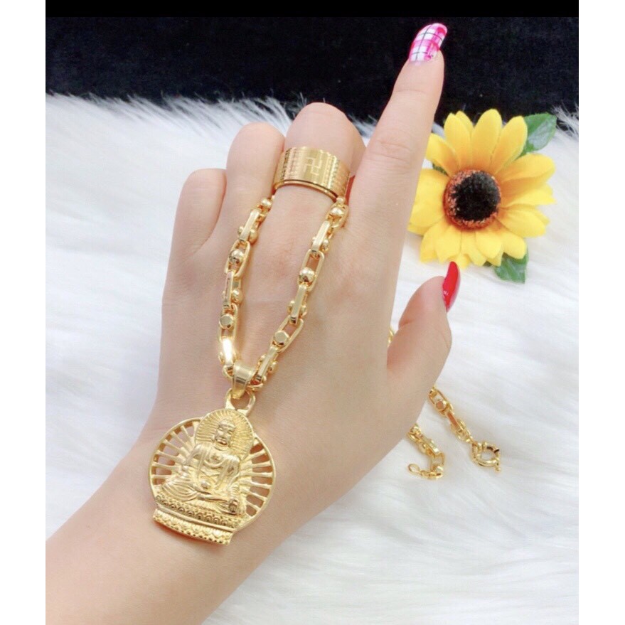 Dây chuyền nam mặt phật bình an mạ vàng 24k