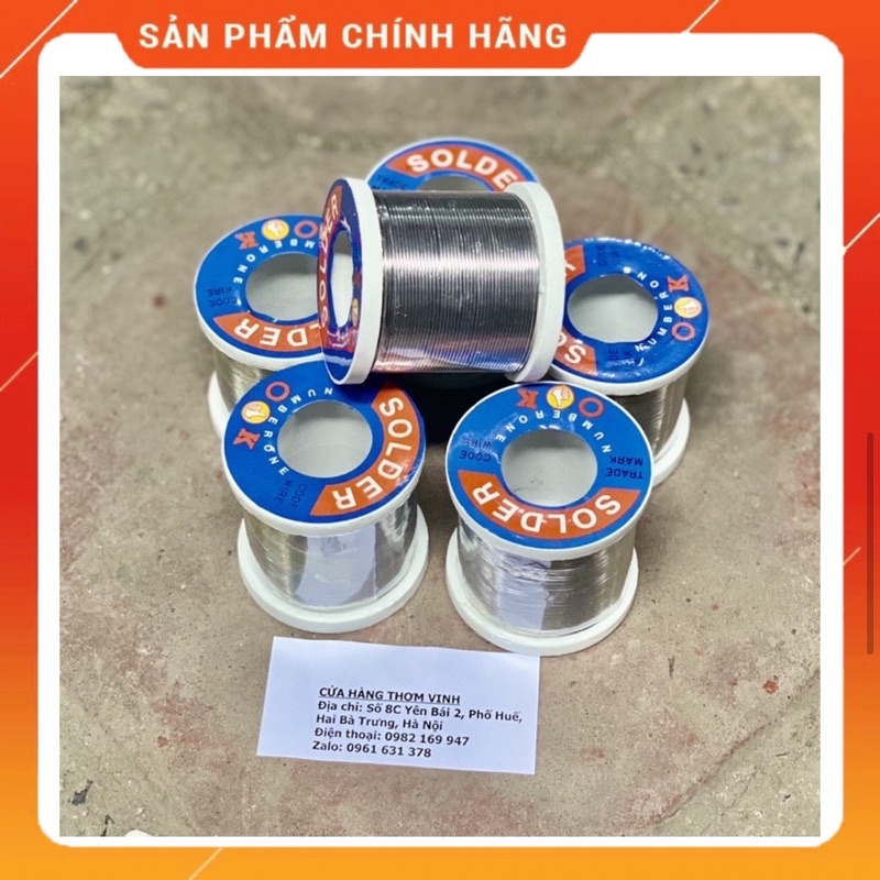 Thiếc Hàn SOLDER-Ok 0.8mm Cuộn To 100g Chất Lượng Cao, nhựa thông 15g, đầu mỏ hàn 50 chiếc