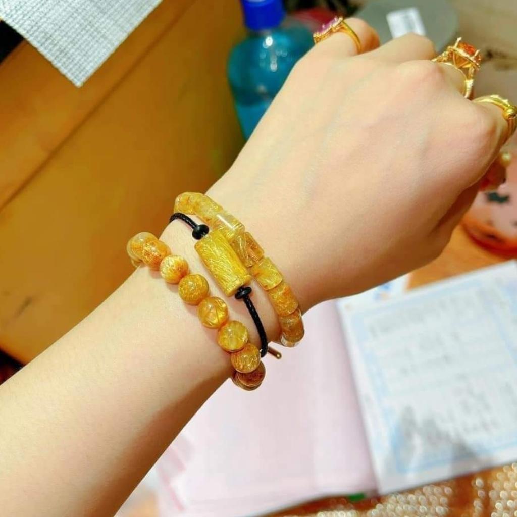 Vòng tay lu thống tóc vàng phong thủy mệnh thổ / kim, Anchi jewelry