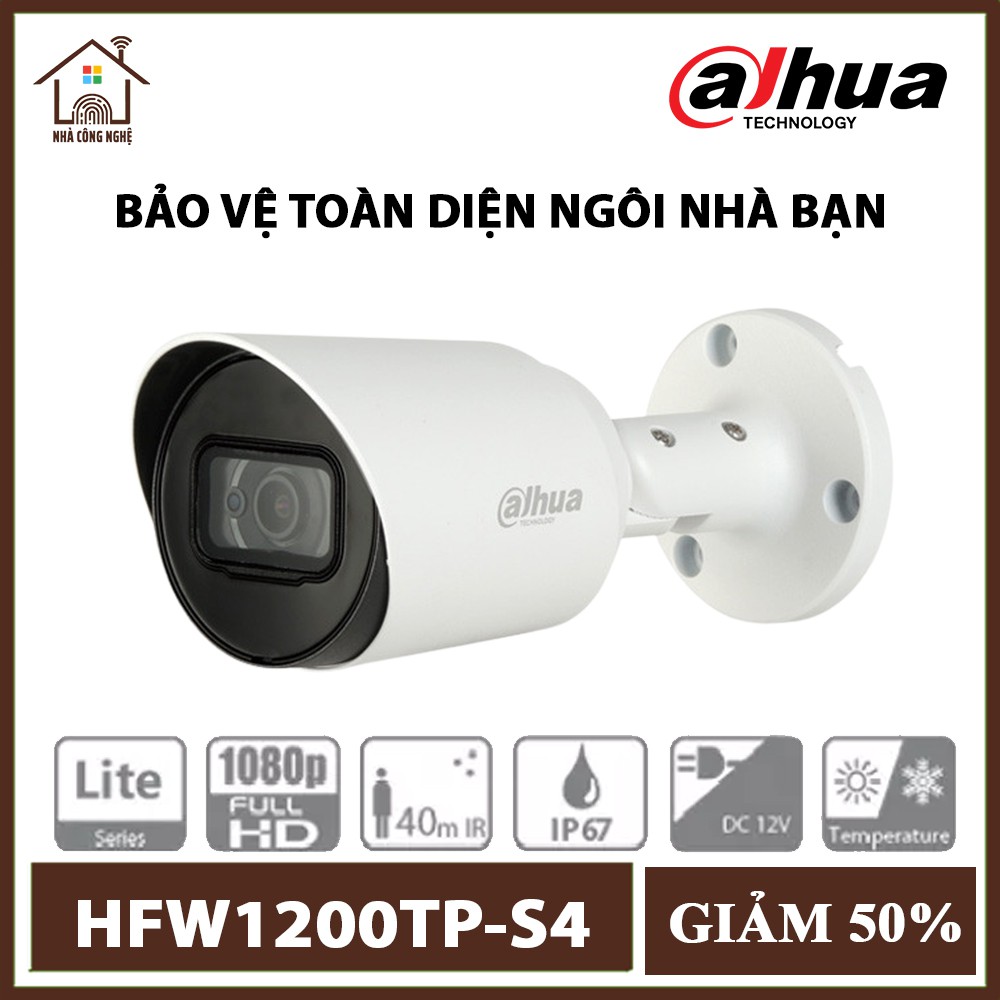 [PHÂN PHỐI CHÍNH HÃNG] Camera Analog Dahua HFW1200TP-S4 2MP - Quan Sát Hồng Ngoại,Chống Nước Và Bụi Bẩn IP67, Chịu Nhiệt