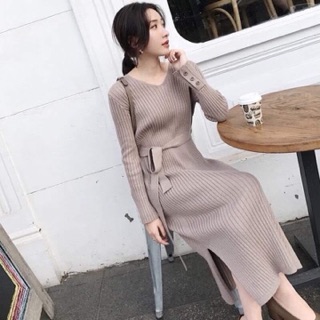 Váy len dáng dài cao cấp phong cách hàn quốc