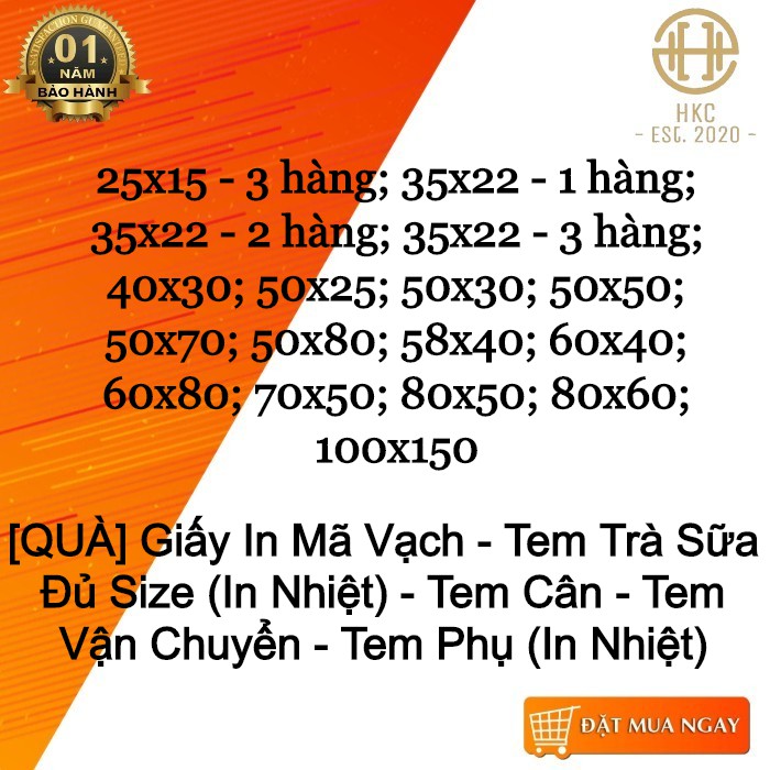 [QUÀ] Giấy In Mã Vạch - Tem Trà Sữa Đủ Size (In Nhiệt) - Tem Cân - Tem Vận Chuyển - Tem Phụ (In Nhiệt)