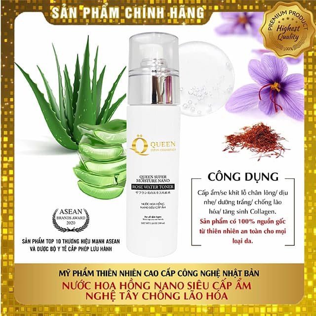 Toner nước hoa hồng nano siêu cấp ẩm - Nước hoa hồng cấp ẩm đến 72h Queen Japan Cosmestics | BigBuy360 - bigbuy360.vn