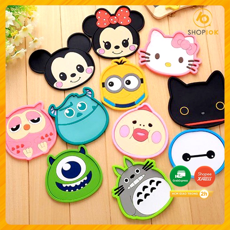 Đế lót ly, lot tách silicon dẻo hình cartoon 8-10cm nhiều mẫu