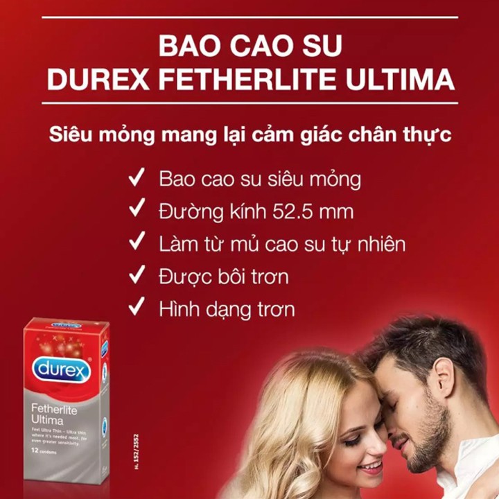 [Bán sỉ ] Bao cao su durex fetherlite ultima hộp 12 cái giá sỉ