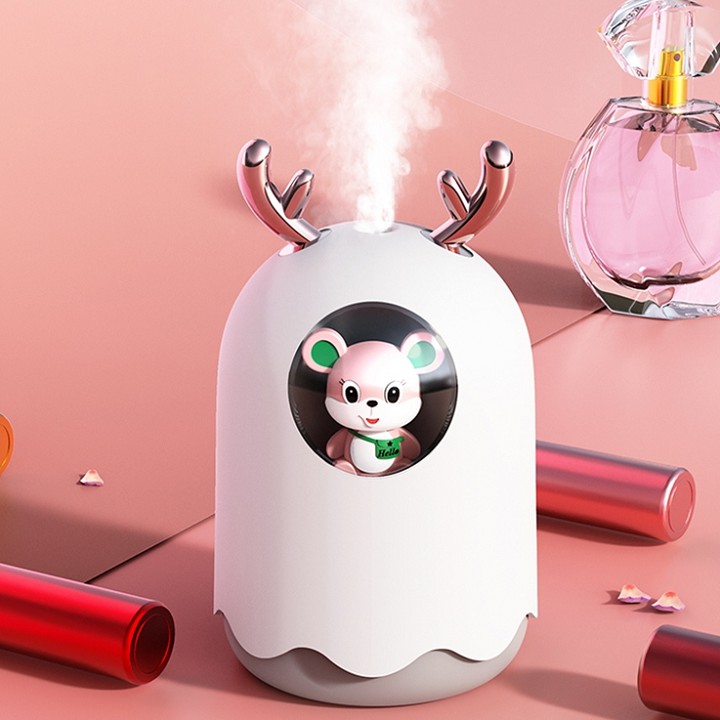 Máy phun sương tạo độ ẩm không khí bằng công nghệ siêu âm nano hình thú cute có đèn led 7 màu làm đèn ngủ tiện lợi