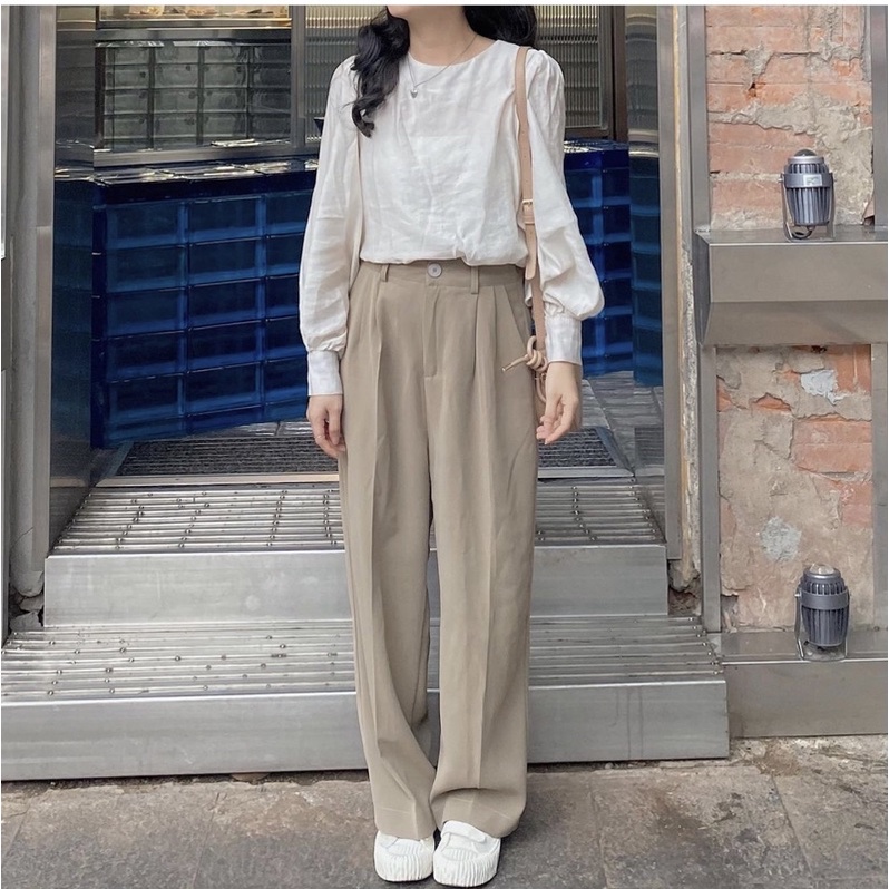 Quần suông vải cúc thẳng quốc dân siêu hot