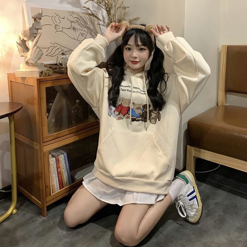 Áo Hoodie Dài Tay In Hình Hoạt Hình Dễ Phối Đồ Thời Trang Dành Cho Nữ