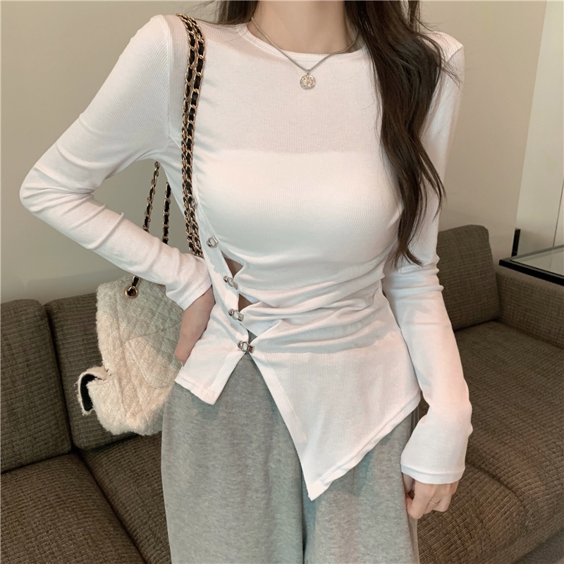 Áo thun dài tay màu sắc đơn giản cho nữ