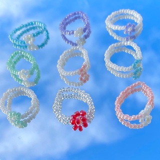 Handmade - Nhẫn hạt cườm hoa daisy