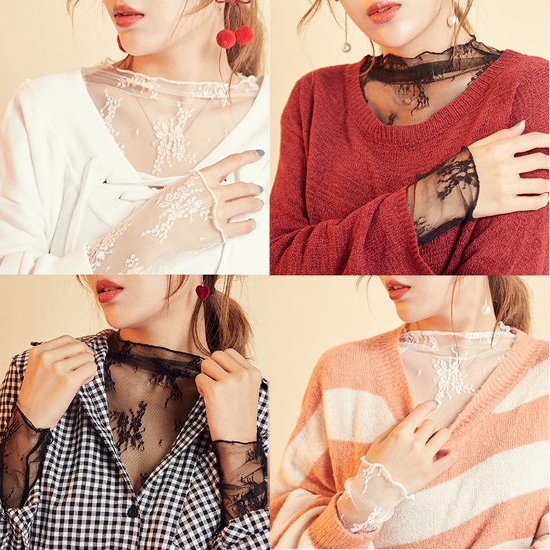 Áo Sát Nách/Áo LướiTay Dài Cổ Cao Phong Cách Hàn Quốc[Quà tặng miễn phí