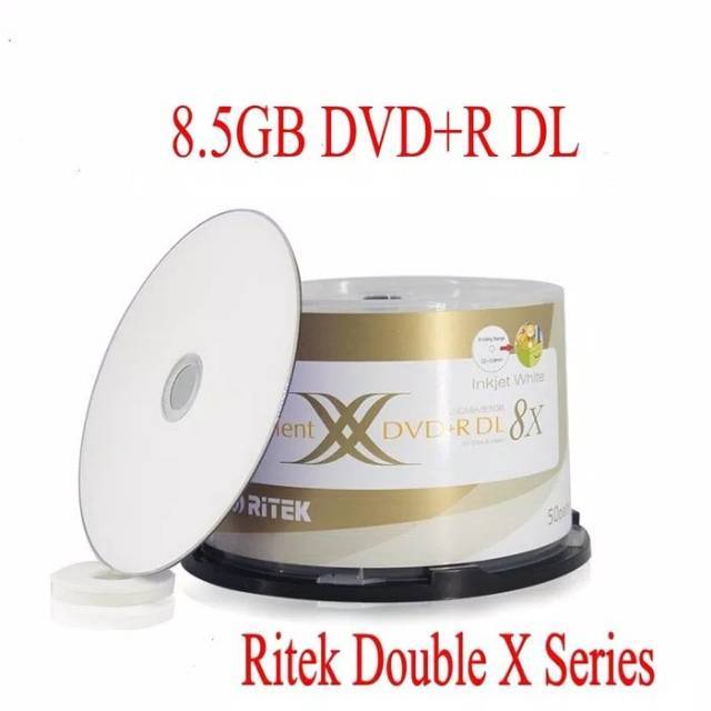 Hộp Mực Dvd + R Dl Ritek Hai Lớp Trắng 8.5gb 50 Ống