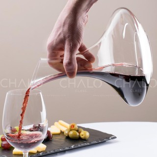 [ĐỒ DECOR] Bình rượu vang Decanter miệng vát 1800ml sang trọng | Bình rót rượu vang
