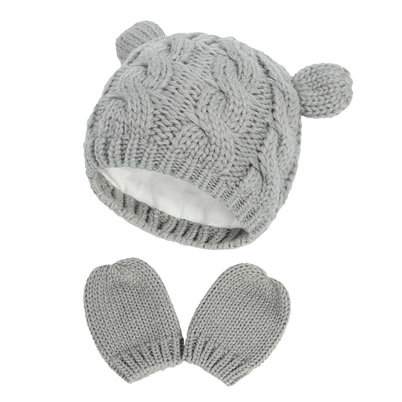 Bộ mũ beanie + găng tay giữ ấm mùa đông thời trang dễ thương cho bé