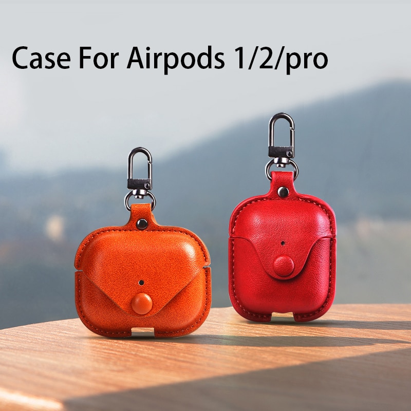 Bao Da Mềm Sang Trọng Có Móc Khóa Cho Tai Nghe Airpod 2 Pro 3